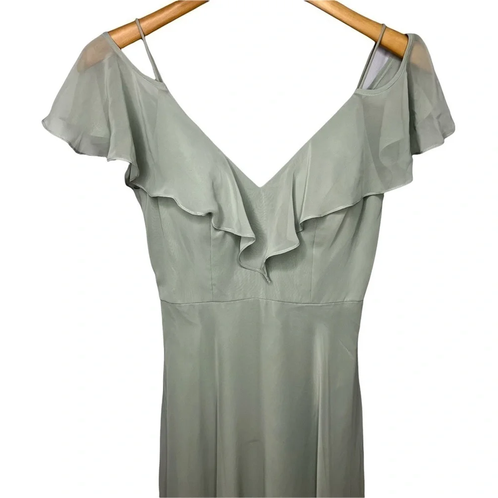 Dessy Collection Ruffled Cold Shoulder Chiffon Maxi Dress Willow Style 3020 - Picture 4 of 9